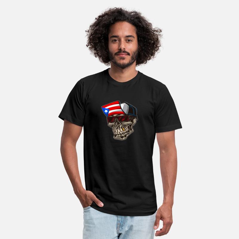 Cool Puerto Rico Skull With Cap and Boricua Flag