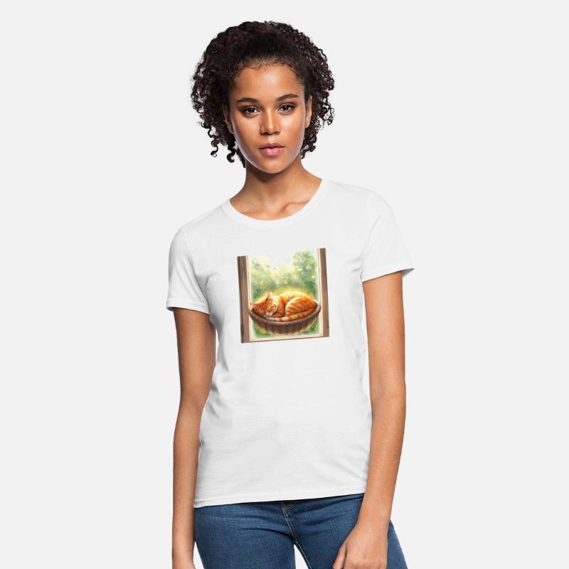 Cozy Cat Napping by Window Scene