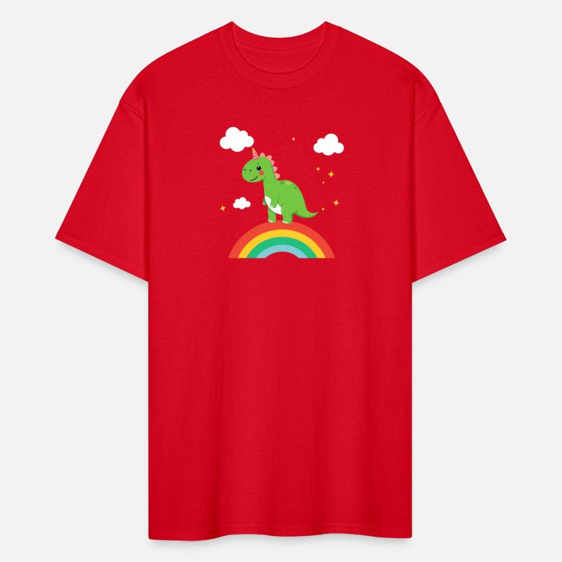 Cute Dinosaur with Rainbow and Clouds