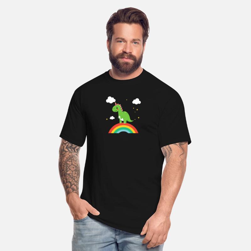 Cute Dinosaur with Rainbow and Clouds