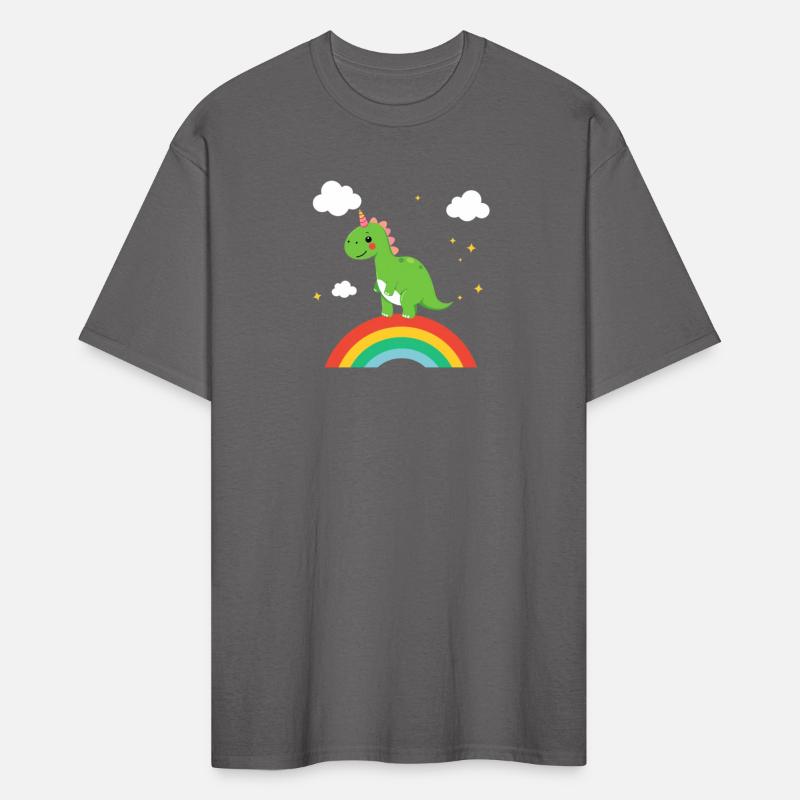 Cute Dinosaur with Rainbow and Clouds
