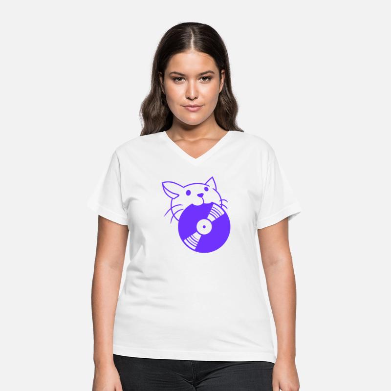 Cute DJ Cat Pet Kitten with Vinyl Record in Mouth