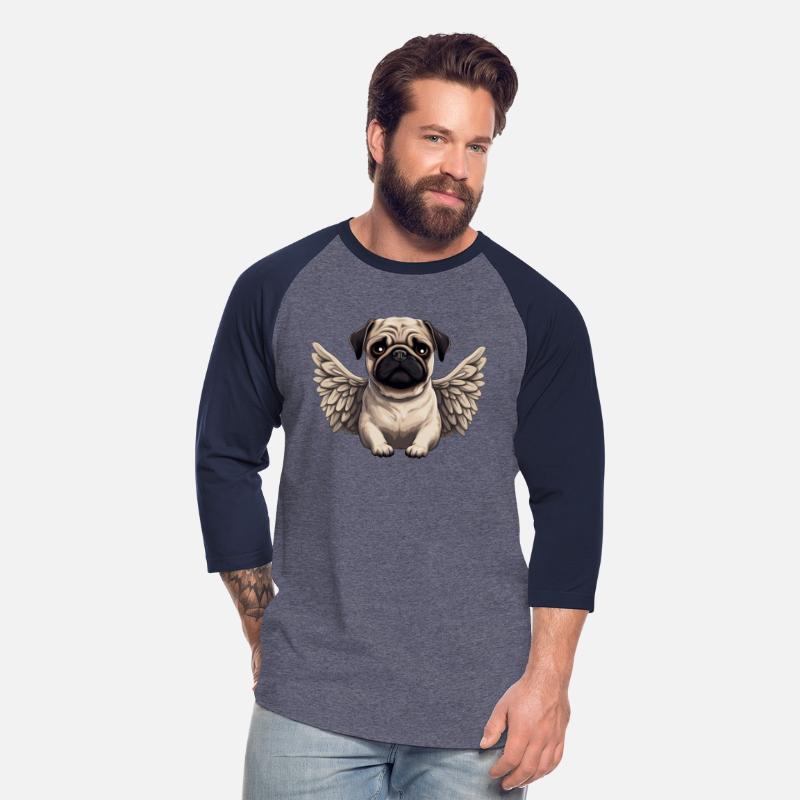 Cute pug angel in comic style