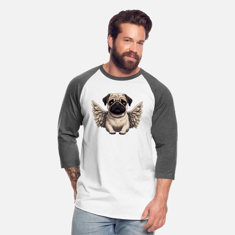 Cute pug angel in comic style