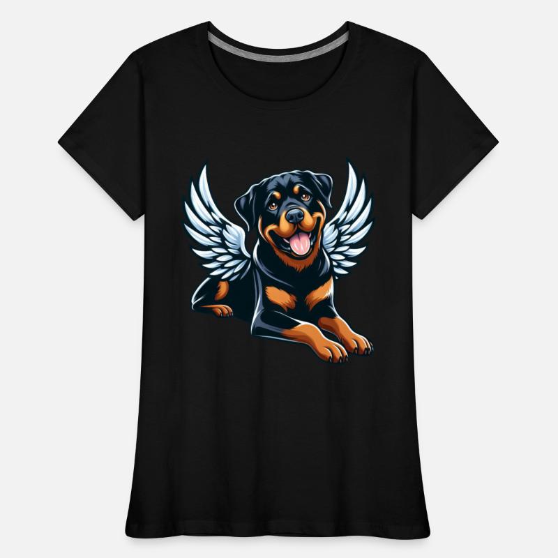 Cute Rottweiler angel comic style