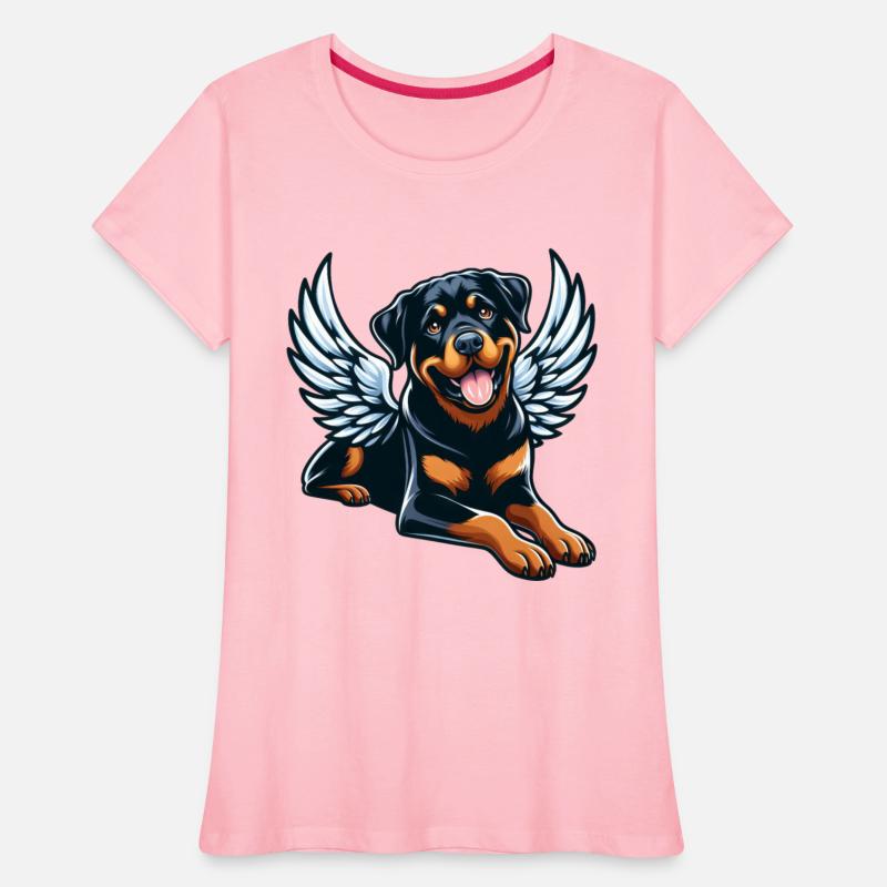 Cute Rottweiler angel comic style
