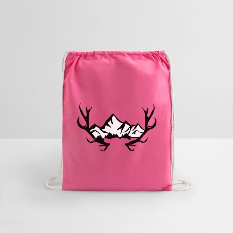 Deer antlers, snowy mountains and forest