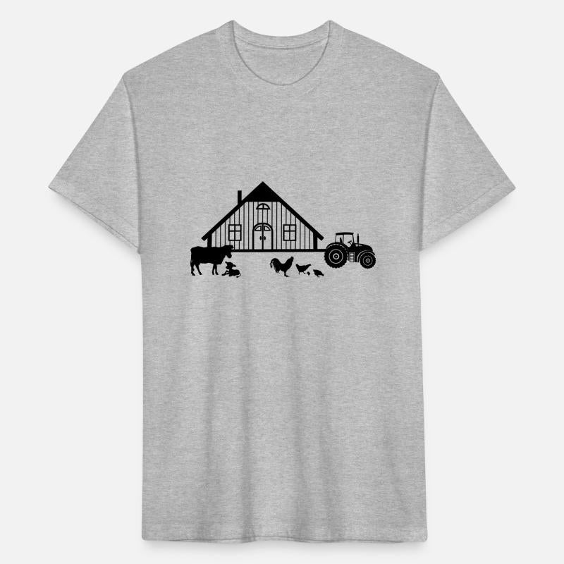 Farm tractor cow calf chicken rooster chicks