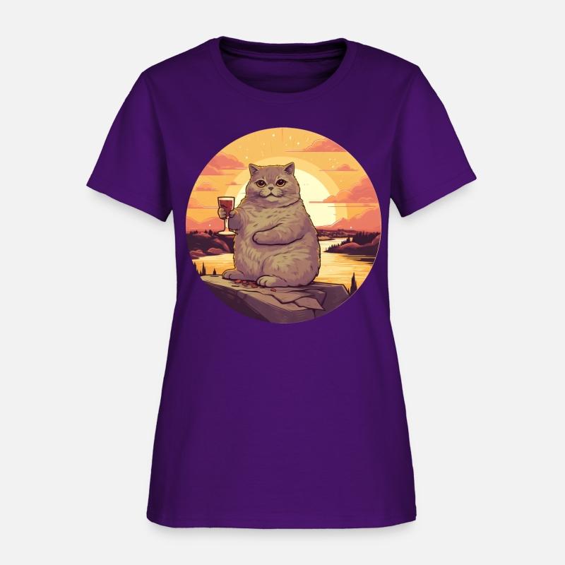 Fat Cat with Red Wine Glass, Humorous Animal