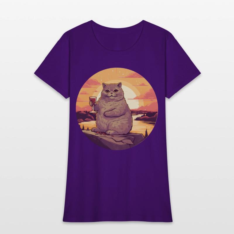 Fat Cat with Red Wine Glass, Humorous Animal