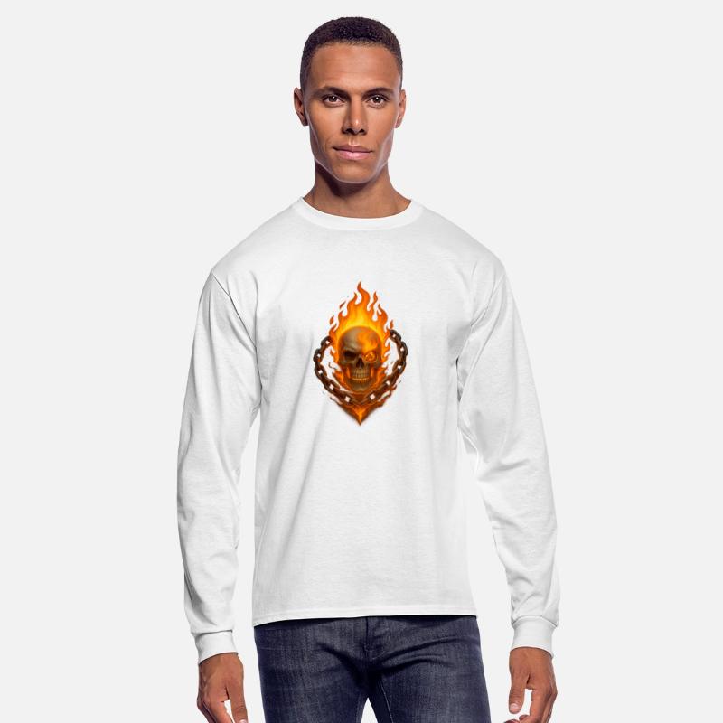 Flaming Skull with Burning Chain