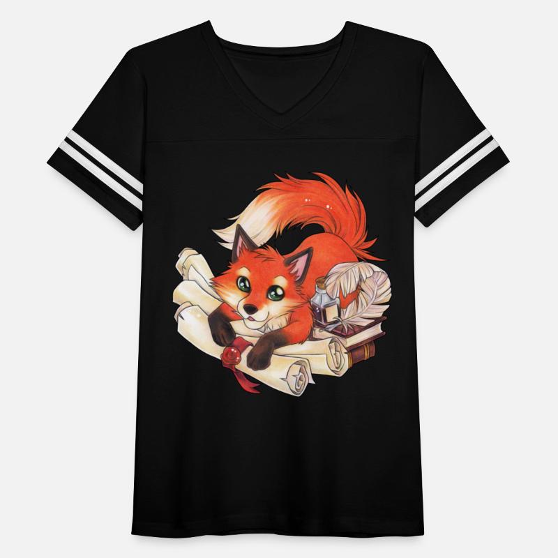 Fox with books and scrolls, ink reading