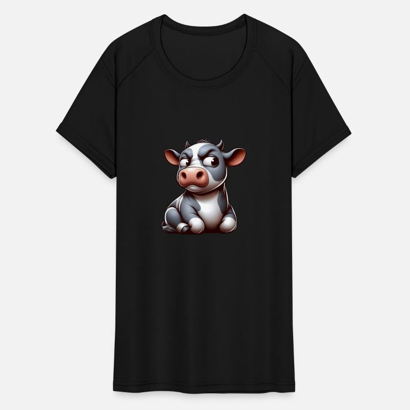Funny skeptical cartoon cow bull