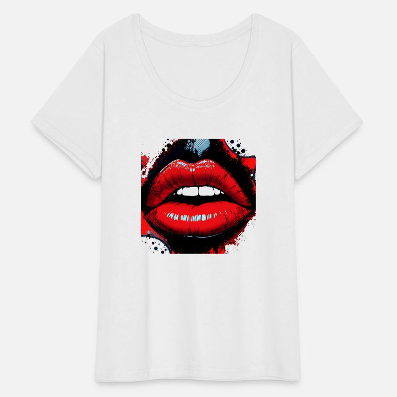 Glossy Red Lips - Bold Pop Art Aesthetic